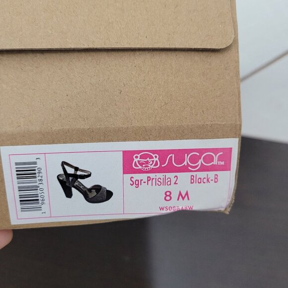 NEW Sugar Priscila2  Rhinestones Womens Block Heel Sandals 8M - Picture 8 of 9